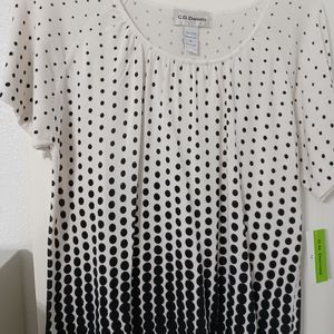 C O Daniel's 1X black and white sweater top